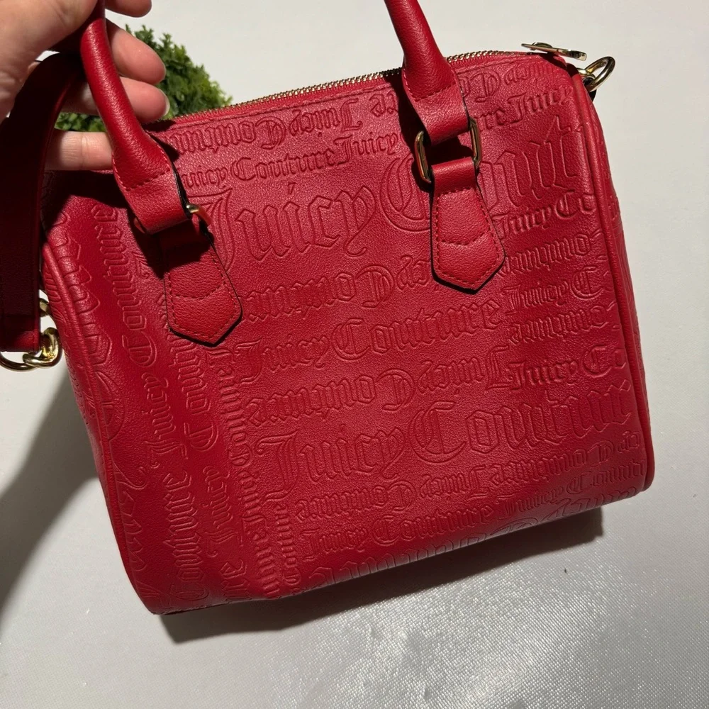 Juicy Couture Red Embossed Top‎ Handle Satchel Shoulder Bag Purse